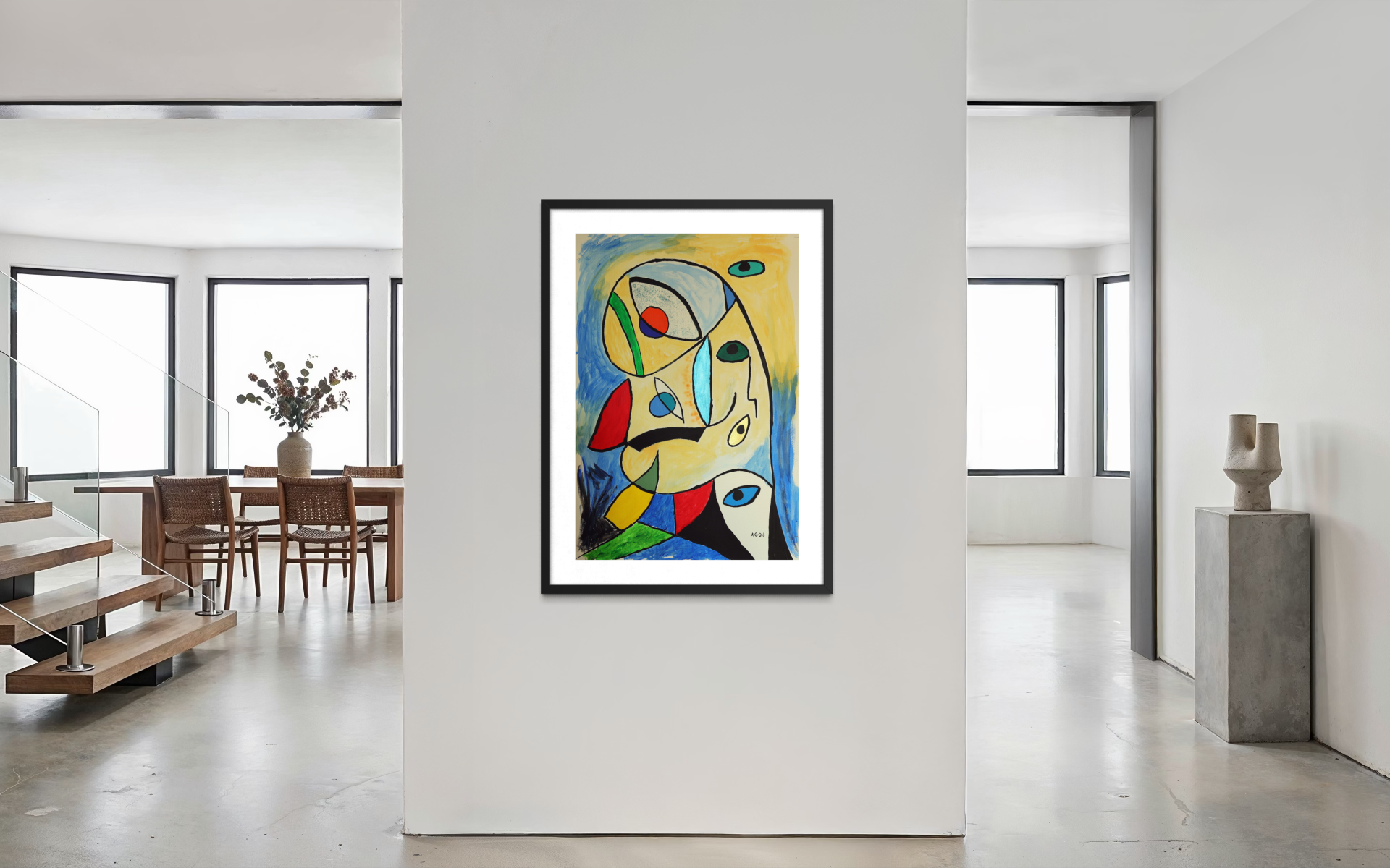 EYES THAT REMEMBER.  Akryl på papir.  70 x 100 cm.   